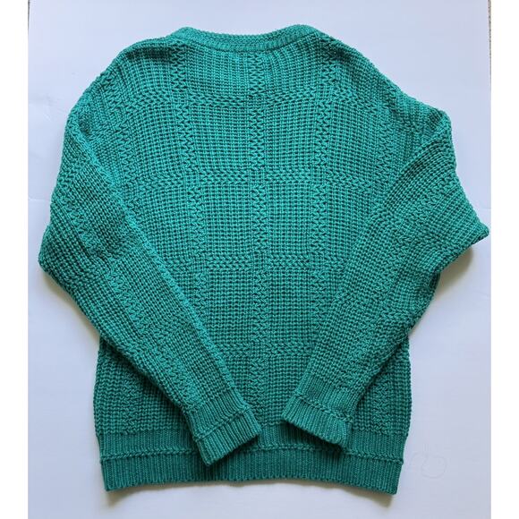 Vintage St. John’s Bay Men’s L Sweater Teal Ramie Cotton Textured Knit Pullover - Picture 6 of 7